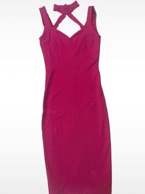 Fuchsia Sleeveless Dress with Cross-neck Detail